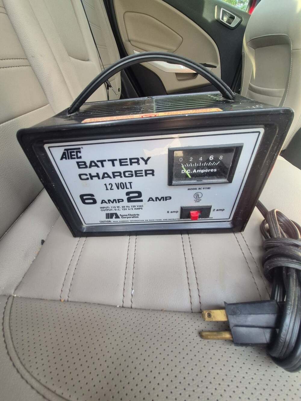 Atec Battery Charger 12 Volt 6 Amp 2 Amp Model BC 91182